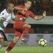 Erza mencetak satu gol saat uji coba kontra Bali United (foto : Kumparan)