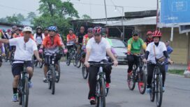 Wakil Bupati Muba saat mengikuti funbike dalam menyambut HUT Bhayangkara Polres Muba