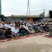 Pelaksanaan Salat Ied di Masjid kawasan Jakabaring Palembang. (Foto : Sripoku.com)