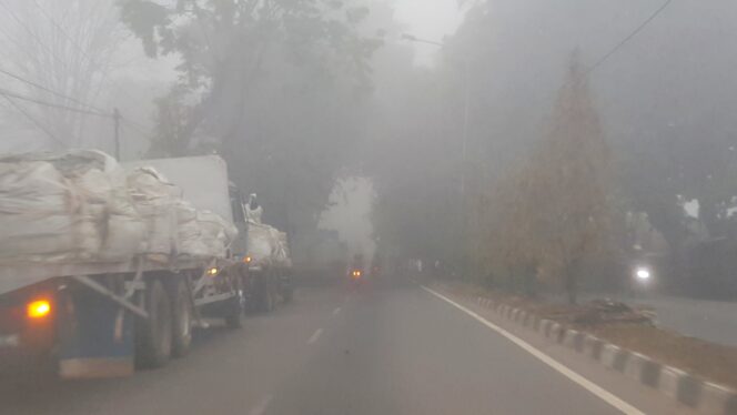 
					Kondisi kabut asap pagi pukul 06.10 di Palembang