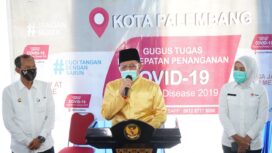 Gubernur Sumsel Herman Deru didampingi Wali kota Palembang Harnojoyo dan Wakil Wali Kota Palembang Fitrianti Agustinda (Dok. Humas Pemprov Sumsel)
