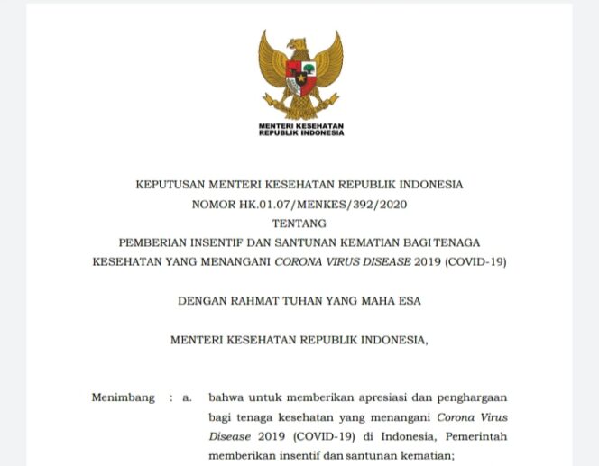 
Pemerintah Sederhanakan Prosedur Pemberian Insentif dan Santunan Tenaga Kesehatan Covid-19
