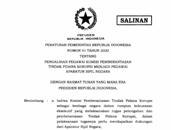 
PP Nomor 41 Tahun 2020 Tidak Kurangi Independensi KPK