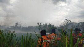 Suasana Tim Patroli Padamkan Kebakaran Lahan (Dok. BPBD Sumsel)