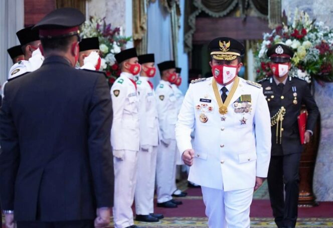 
					Gubernur Sumsel Herman Deru Bertindak Sebagai Inspektur upacara HUT RI ke 75 (Dok. Humas Pemprov Sumsel)