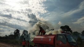 Suasana Petugas BPBD Lakukan Pemadam Kebakaran Lahan (Urban. Id)