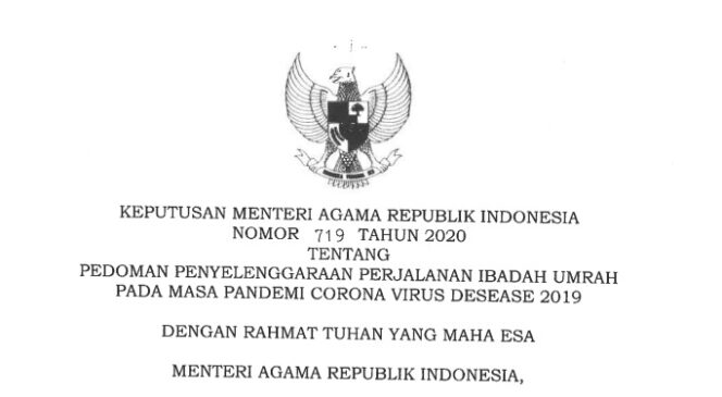 
					Menteri Agama Terbitkan Keputusan tentang Pedoman Umrah di Masa Pandemi