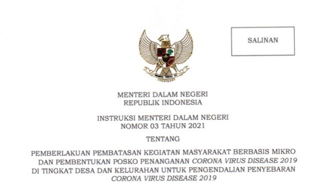 
Mendagri Keluarkan Instruksi Mengenai PPKM Mikro dan Pembentukan Posko COVID-19 Tingkat Desa & Kelurahan