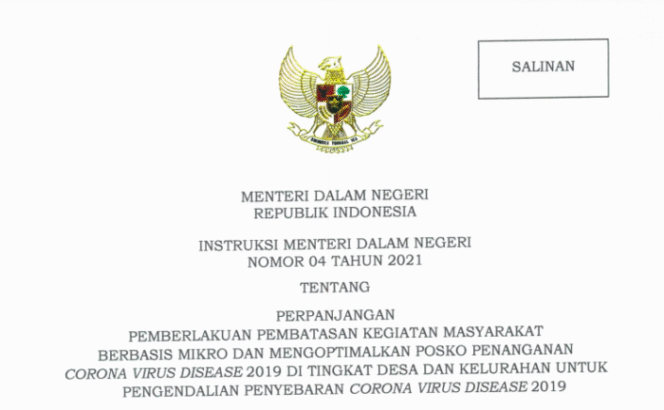 
					Mendagri Keluarkan Instruksi Mengenai Perpanjangan PPKM Mikro dan Pengoptimalan Posko COVID-19 Tingkat Desa & Kelurahan