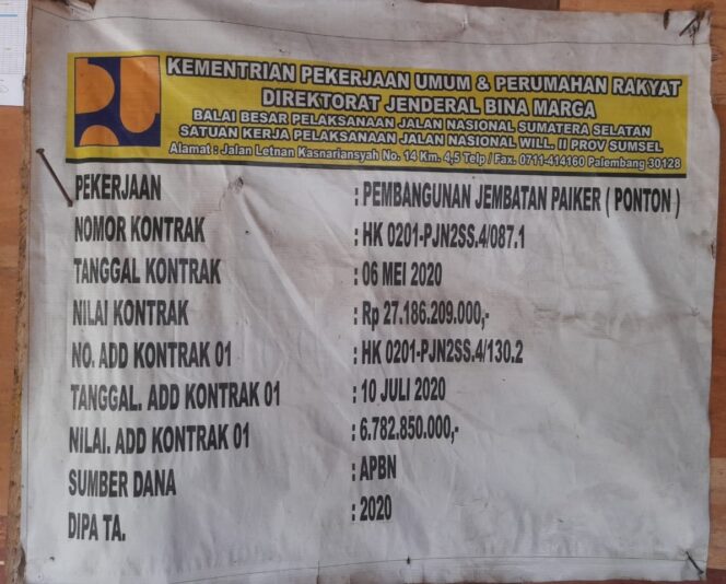 
					Terlihat di pelang proyek yang diletakan dalam Gudang. Tanpa mencantumkan nama pihak rekanan. (Foto Istimewa) 