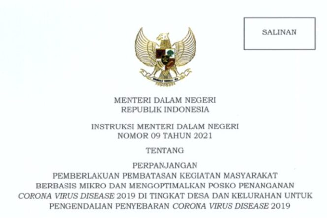 
					Mendagri Terbitkan Instruksi Mengenai Pelaksanaan PPKM Mikro di 25 Provinsi