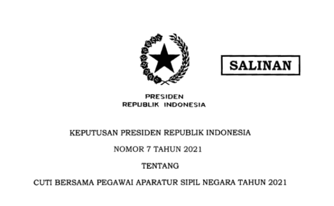 
					Ini Keppres tentang Cuti Bersama Pegawai ASN Tahun 2021