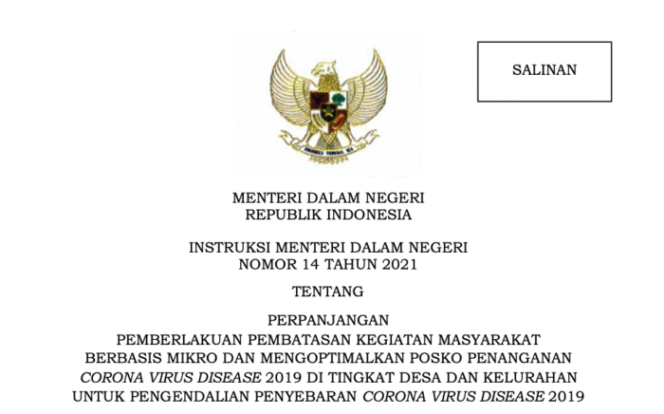 
					Mendagri Terbitkan Instruksi Terkait Pengetatan PPKM Mikro