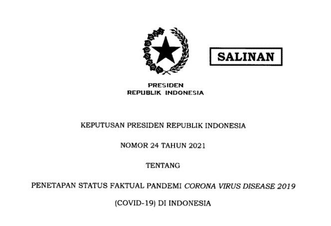 
					Jokowi Tandatangani Keppres Penetapan Status Faktual Pandemi COVID-19 di Indonesia