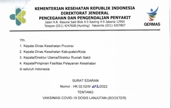 
					Kemenkes Terbitkan Edaran Pelaksanaan Vaksinasi Booster