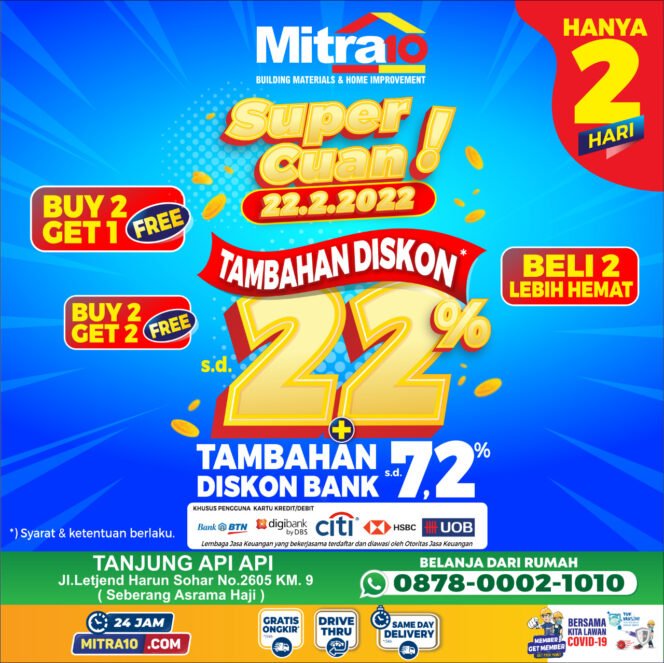 
Mitra10 TAA Palembang Gelar Promo Super Cuan 22.22