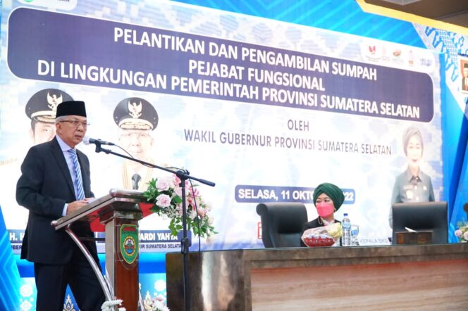 
Mawardi Yahya Ambil Sumpah 312 Pejabat Fungsional di Lingkup Pemprov Sumsel