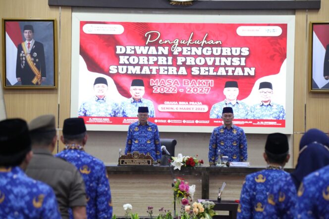 
Ketua Umum Dewan Pengurus Korpri  Pusat  Kukuhkan  Sekda SA Supriono Sebagai  DP Korpri Sumsel Masa Bakti 2022-2027 