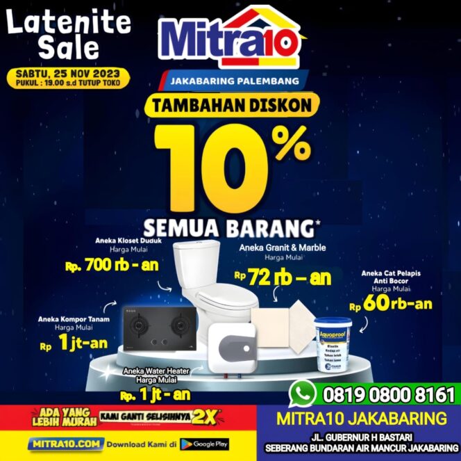
					Mitra10 Jakabaring Adakan Promo Late Nite Sale, Catat Jadwalnya