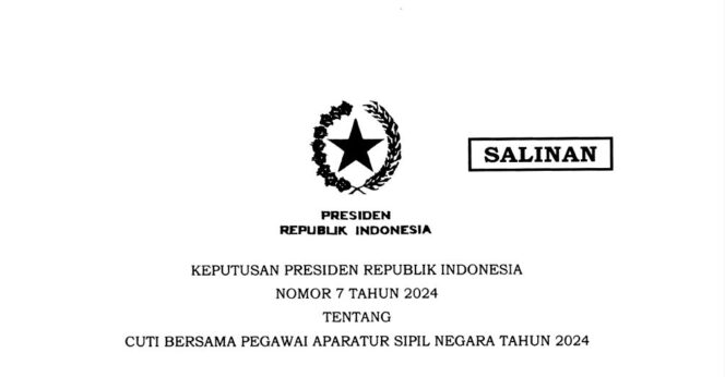 
Inilah Keppres 7/2024 tentang Cuti Bersama ASN Tahun 2024