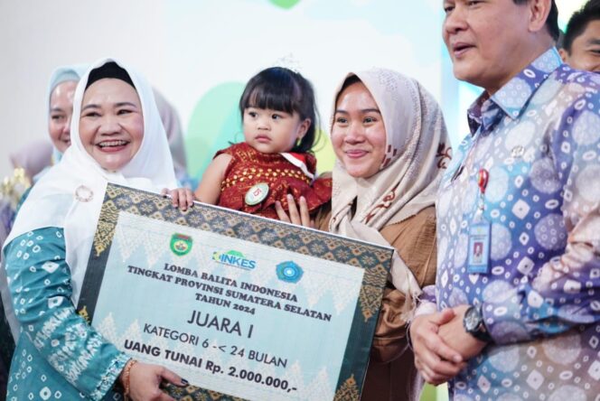 
Pj Ketua TP PKK Melza Elen Setiadi Bagikan Penghargaan Anugerah Pemenang Lomba Balita Indonesia Provinsi Sumsel tahun 2024