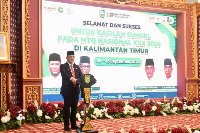 
Sekda Edward Candra Lepas Keberangkatan 107 Kafilah MTQ Sumsel Bertanding Pada Ajang MTQ Nasional 2024 di Kaltim