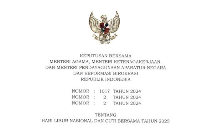 
					Pemerintah Tetapkan Hari Libur Nasional dan Cuti Bersama Tahun 2025