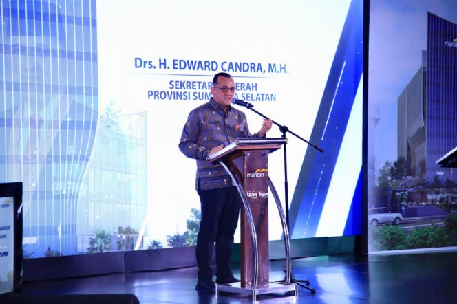 
Sekda Sumsel Edward Candra Resmikan Groundbreaking Mandiri Financial Center Palembang
