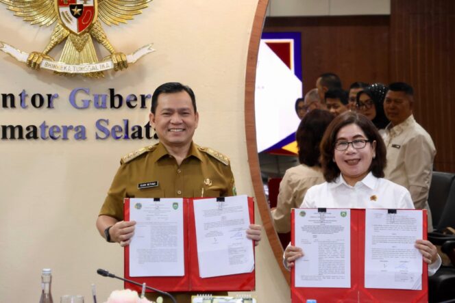
					Pj Gubernur Elen Setiadi Bersama Kakanwil BPN Sumsel Tantadangani Kerjasama Bidang Pertanahan