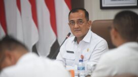 Wagub Sumsel Cik Ujang menerima audiensi Dewan Komando Macan Asia (DKW Komasa) Sumsel di Ruang Tamu Gubernur, Rabu (5/11/2025).