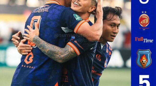 Pemain Sumsel United saat selebrasi. Foto : Instagram/Sumsel United