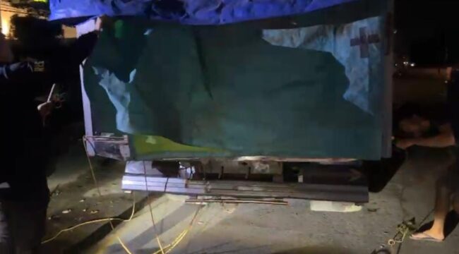 Truk yang diduga menyelundupkan pupuk subsidi yang hendak menuju Jambi. Foto : Istimewa