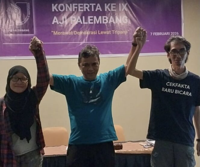 
Resha-Nefri Inge Terpilih Sebagai Ketua dan Sekretaris AJI Palembang 2026-2029