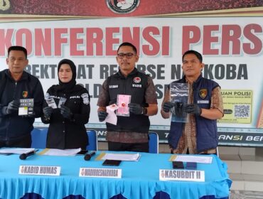 Direktorat Reserse Narkoba Polda Sumsel saat press release penangkapan narkoba di OKU Timur. Foto : Istimewa