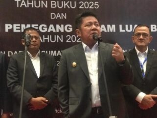 Gubernur Sumsel, Herman Deru, usai pelaksanaan RUPS-LB Bank Sumsel Babel.
