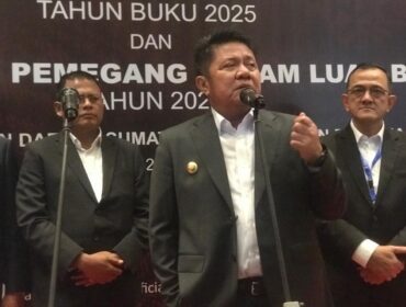 Gubernur Sumsel, Herman Deru, usai pelaksanaan RUPS-LB Bank Sumsel Babel.