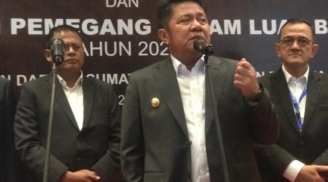 Gubernur Sumsel, Herman Deru, usai pelaksanaan RUPS-LB Bank Sumsel Babel.