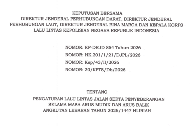 
Pemerintah Terbitkan SKB Pengaturan Lalu Lintas Saat Mudik Lebaran 2026