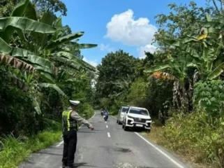 Polisi melakukan olah TKP kecelakaan di Jalan Lintas Komering, Desa Rasuan, Kecamatan Madang Suku I. (Dok. Sat Lantas Polres OKU Timur)