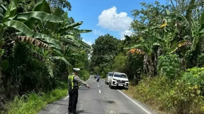 
Polisi melakukan olah TKP kecelakaan di Jalan Lintas Komering, Desa Rasuan, Kecamatan Madang Suku I. (Dok. Sat Lantas Polres OKU Timur)