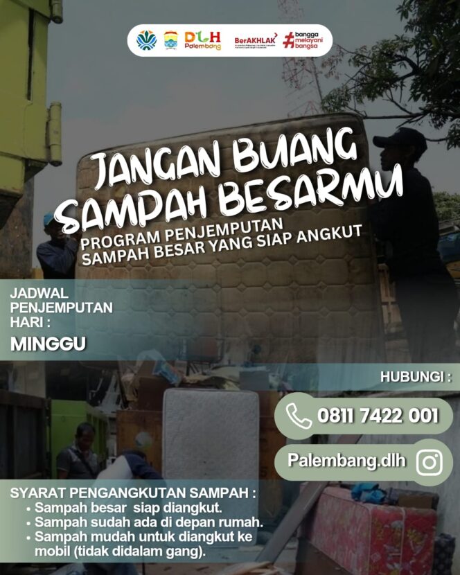 
Pemkot Palembang Sediakan Layanan Jemput Sampah Besar Gratis, Warga Tinggal Telepon