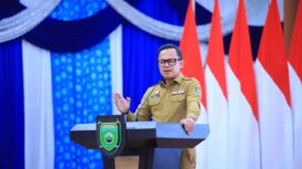 Wamendagri Bima Arya saat menghadiri sinkronisasi pembangunan antara pusat dan daerah kembali menjadi sorotan dalam Musrenbang Sumsel 2026 yang digelar di Griya Agung Palembang. Foto : Humas Pemprov Sumsel