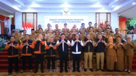 Launching Sensus Ekonomi 2026 yang dirangkaikan dengan Rapat Koordinasi (Rakor) Camat se-Sumatera Selatan di Griya Agung Palembang, Selasa (12/5/2026).
