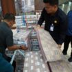 Penampakan uang  pengganti kerugian negara sebesar Rp591,7
terdakwa korupsi kredit BRI Wilson alias WS. Foto : Kejati Sumsel
