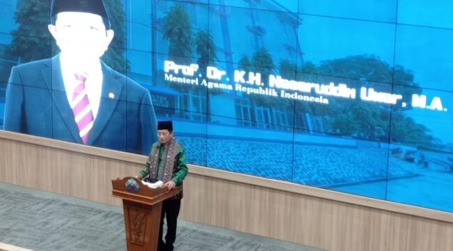 Menag, Nasaruddin Umar saat hadir di UIN Raden Fatah Palembang. Foto : Abdullah Toriq/Urban Id