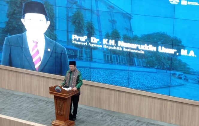 
Menag, Nasaruddin Umar saat hadir di UIN Raden Fatah Palembang. Foto : Abdullah Toriq/Urban Id