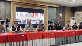 Konferensi pers yang diadakan di RS Bhayangkara/Anyelir.
