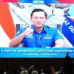 Ketua Umum Partai Demokrat, Agus Harimurti Yudhoyono (AHY) saat menghadiri Musyawarah Daerah (Musda) V DPD Partai Demokrat Sumsel secara virtual, Kamis (30/4/2026) malam. Foto : Humas Pemprov Sumsel