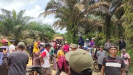 Koalisi Masyarakat Sipil Anti Mafia Tanah Sumatera Selatan melakukan aksi protes terhadap 4 petani yang dijadikan tersangka/ist.