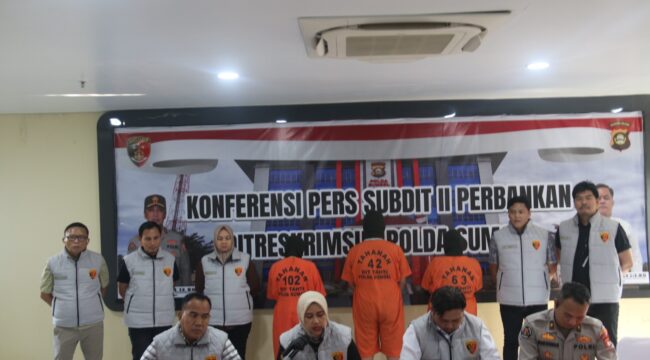Polda Sumsel saat menggelar press rilis kasus kredit fiktif. Foto : Humas Polda Sumsel